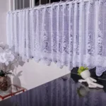 Bando renda branca bordada flores sem forro 2x0,60cm para bastão 19mm