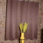 Cortina Blackout Marrom Escuro com Ilhós Cromado, 260×180 cm – Artesanato e Cortinas