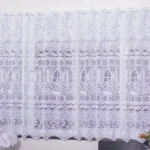 Cortina Renda branca bordada 2x1,20 para bastão 19mm