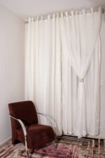 Cortina de voil xadrez c/ forro de microfibra branco 4,80x2,70 ilhós 28mm